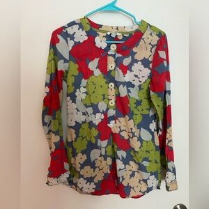 Boden Floral Long Sleeve Top - Red, Green, Blue